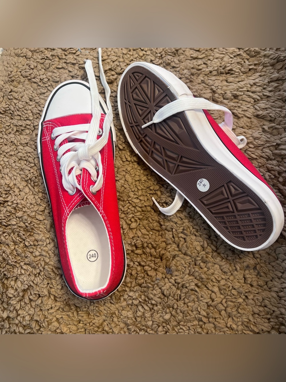 Women’s  Red Canvas Lace-Up Sneakers